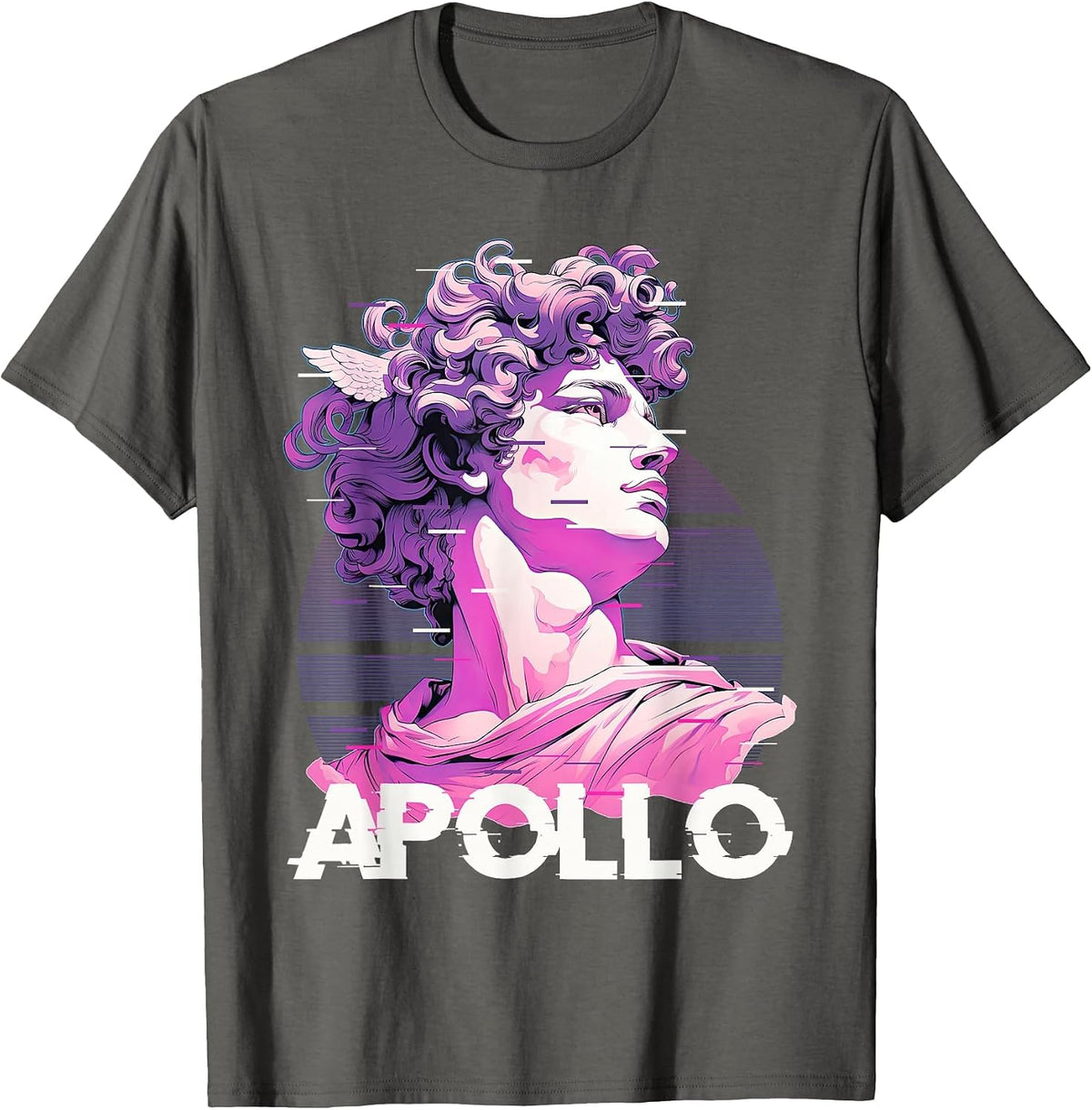 Apollo Greece God Glitch Aesthetic Greek Vaporwave T-Shirt - Asphalt Grey