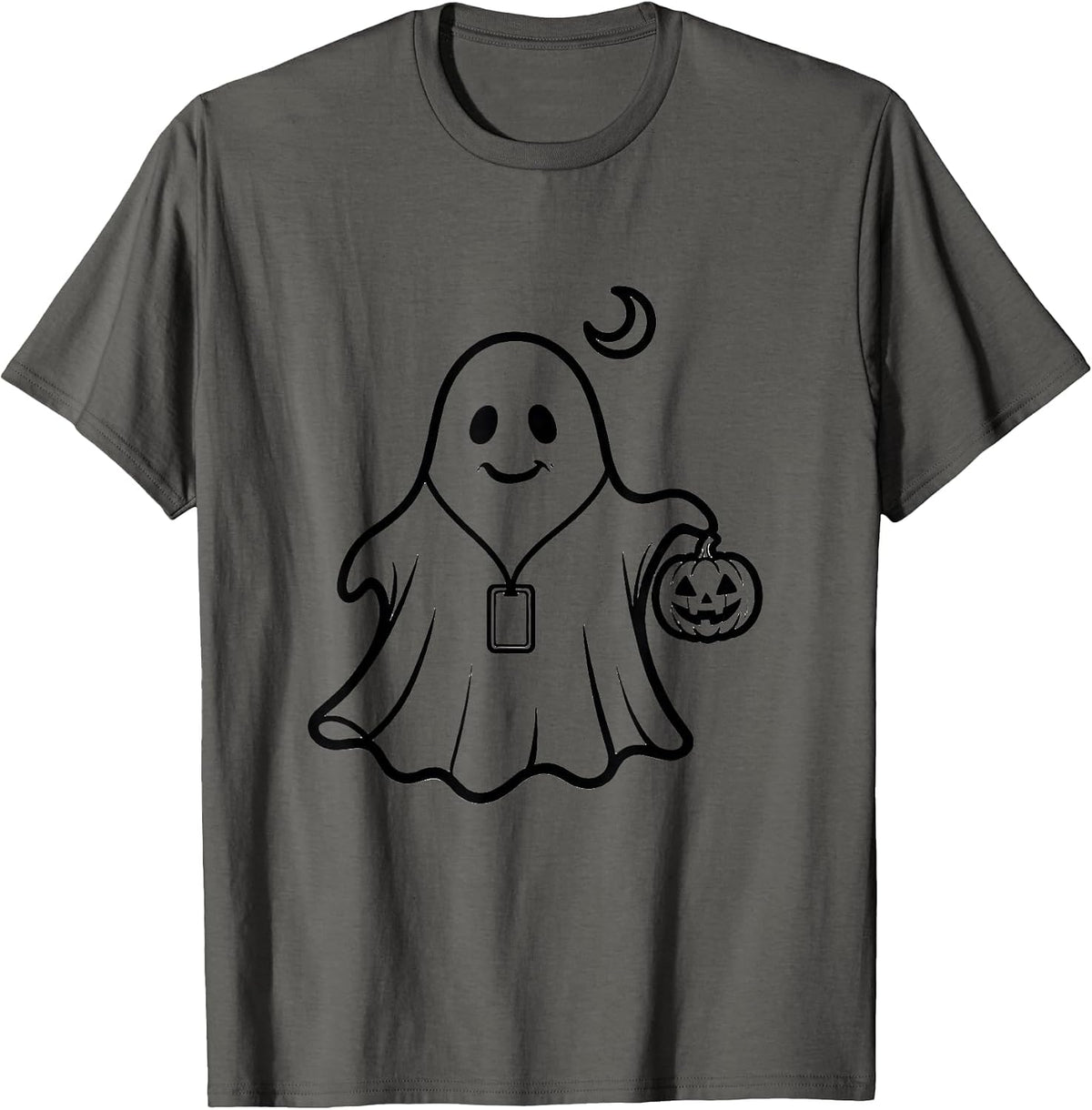 Rounded Ghost Halloween School Counselor Mental Health T-Shirt - Asphalt Grey