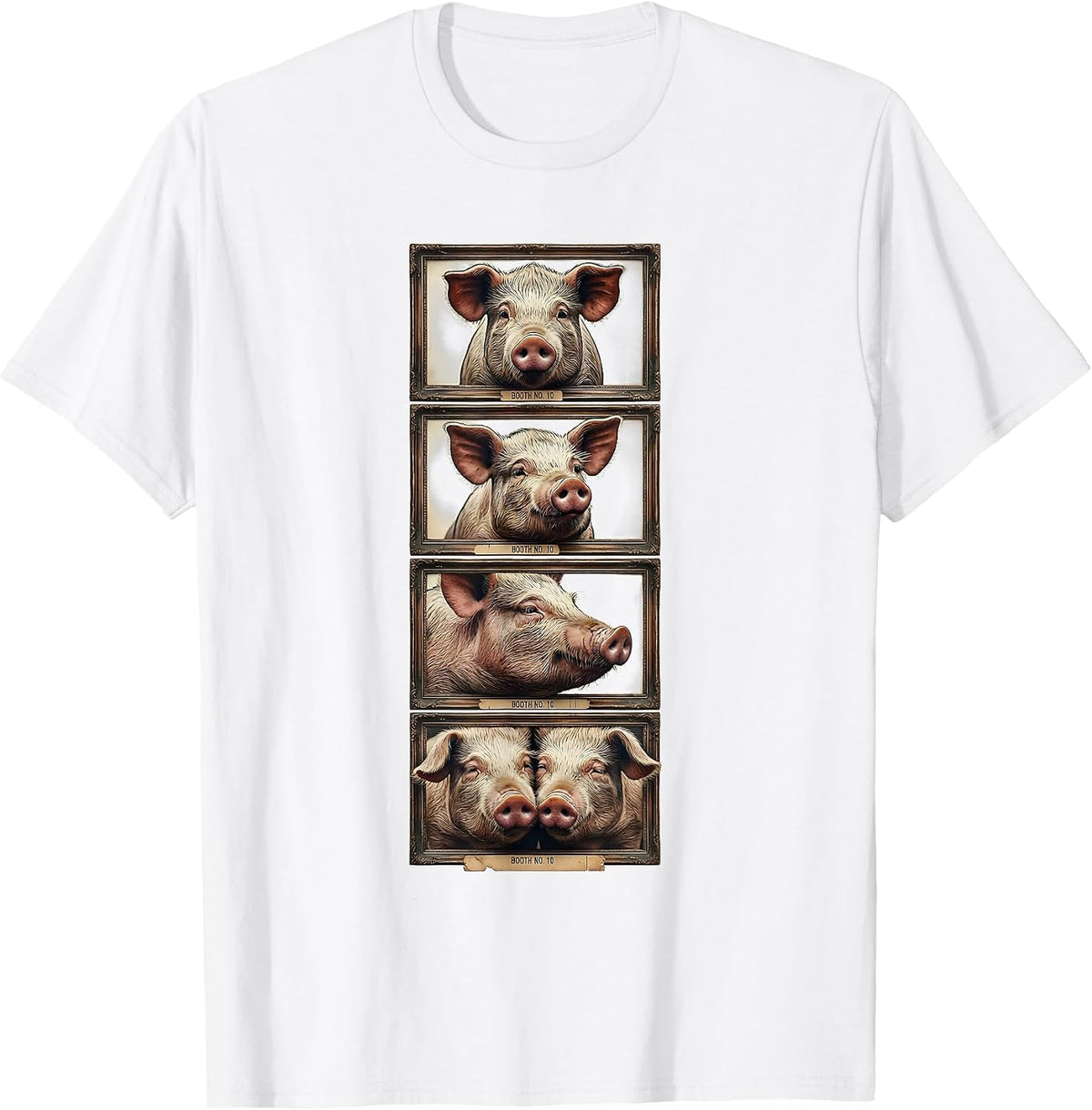 Men's BOOTH NO. 10 Vintage Pig Photobooth Funny Animal Lover T-Shirt - White
