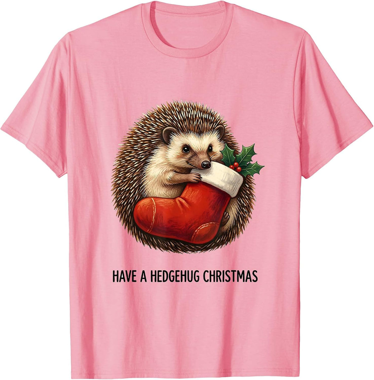 Men's Have A Hedgehug Christmas Cute Hedgehog Animal Lover Holiday T-Shirt - Pink