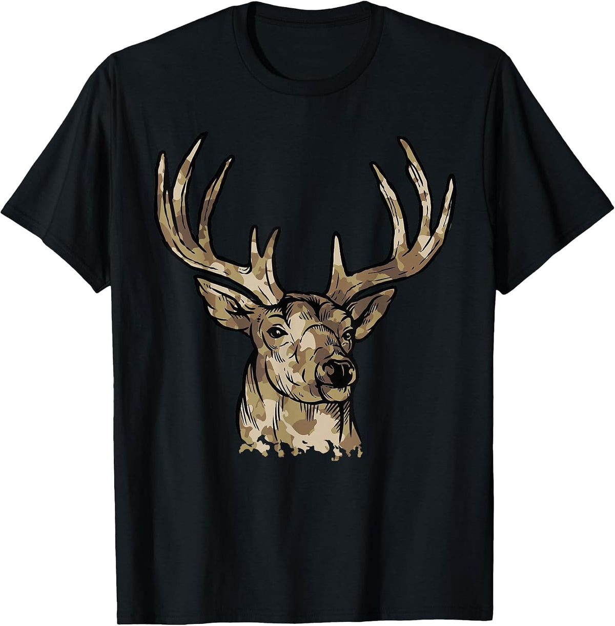 Deer Gear for Hunters Camo Whitetail Buck T-Shirt - Black