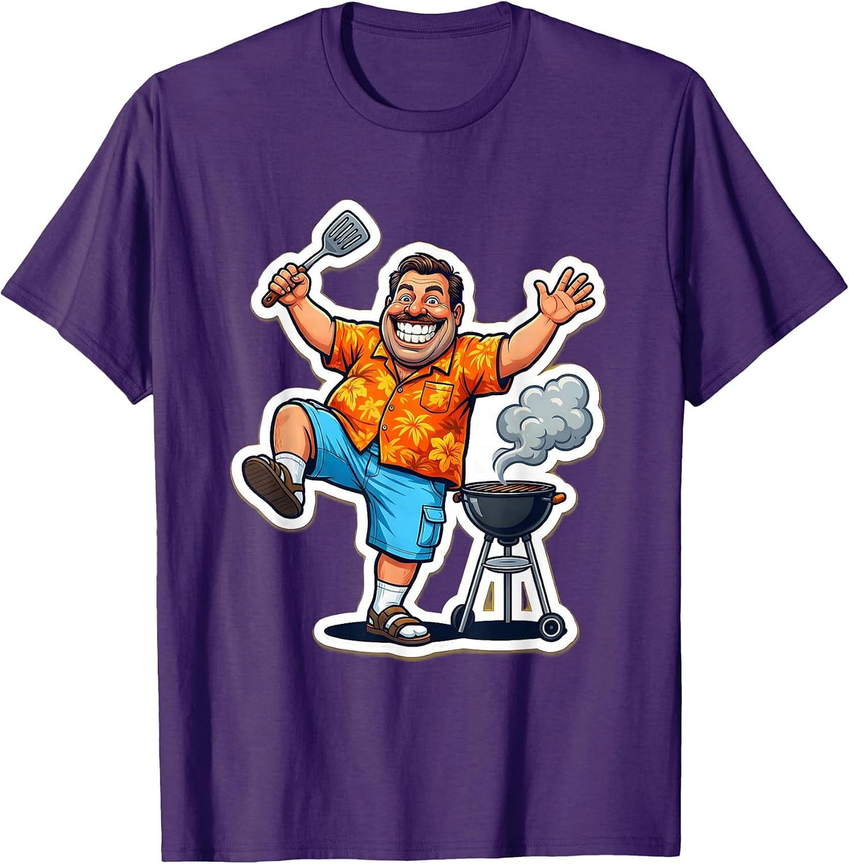 Men's Funny Dad Awkward Backyard BBQ Dance T-Shirt - Purple