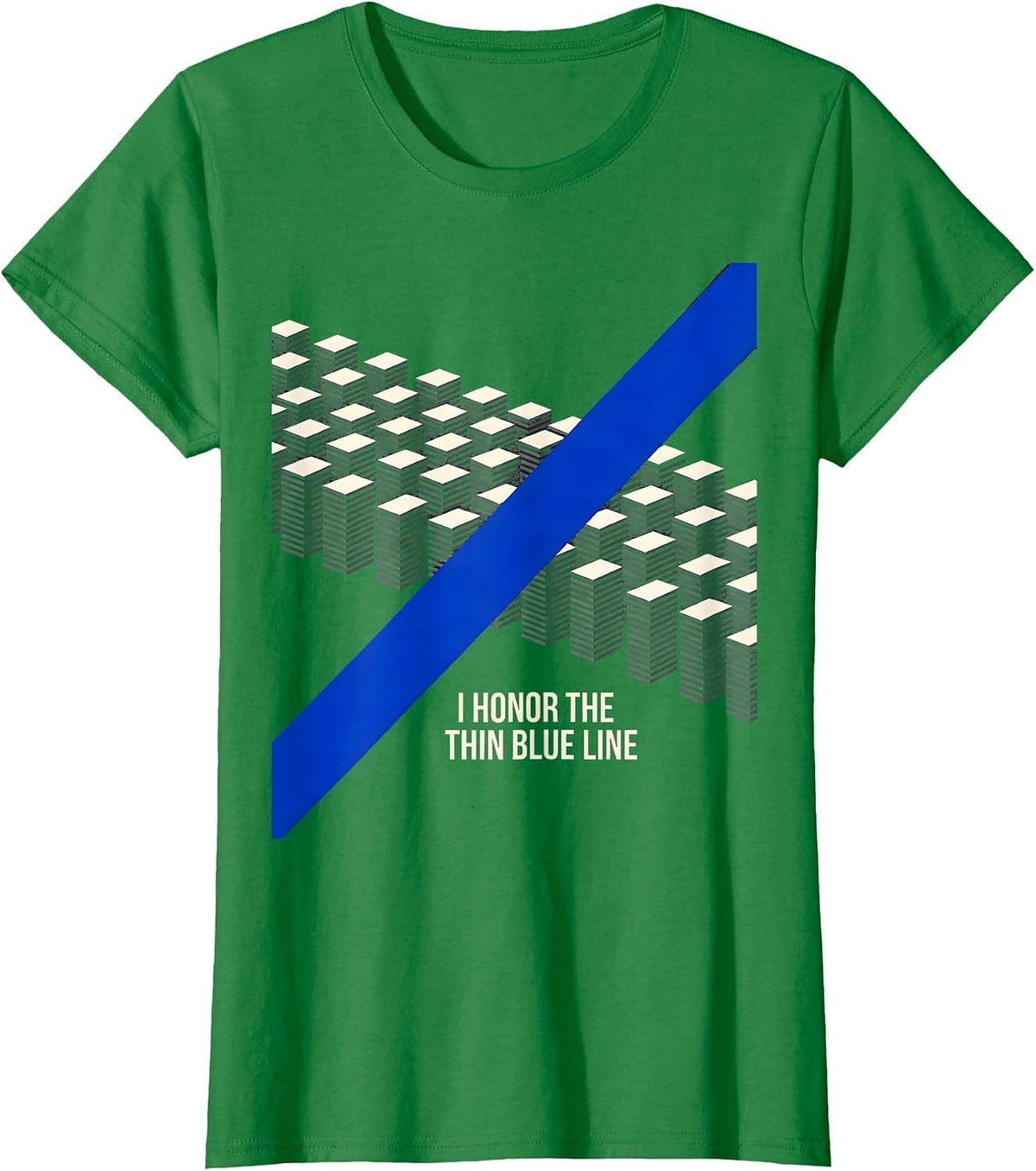 Women's I Honor The Thin Blue Line Vintage Police Support Officer T-Shirt - Kelly Green
