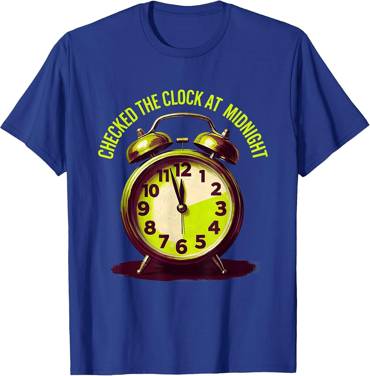 Checked the Clock at Midnight Y2K Graphic Design T-Shirt - Royal Blue