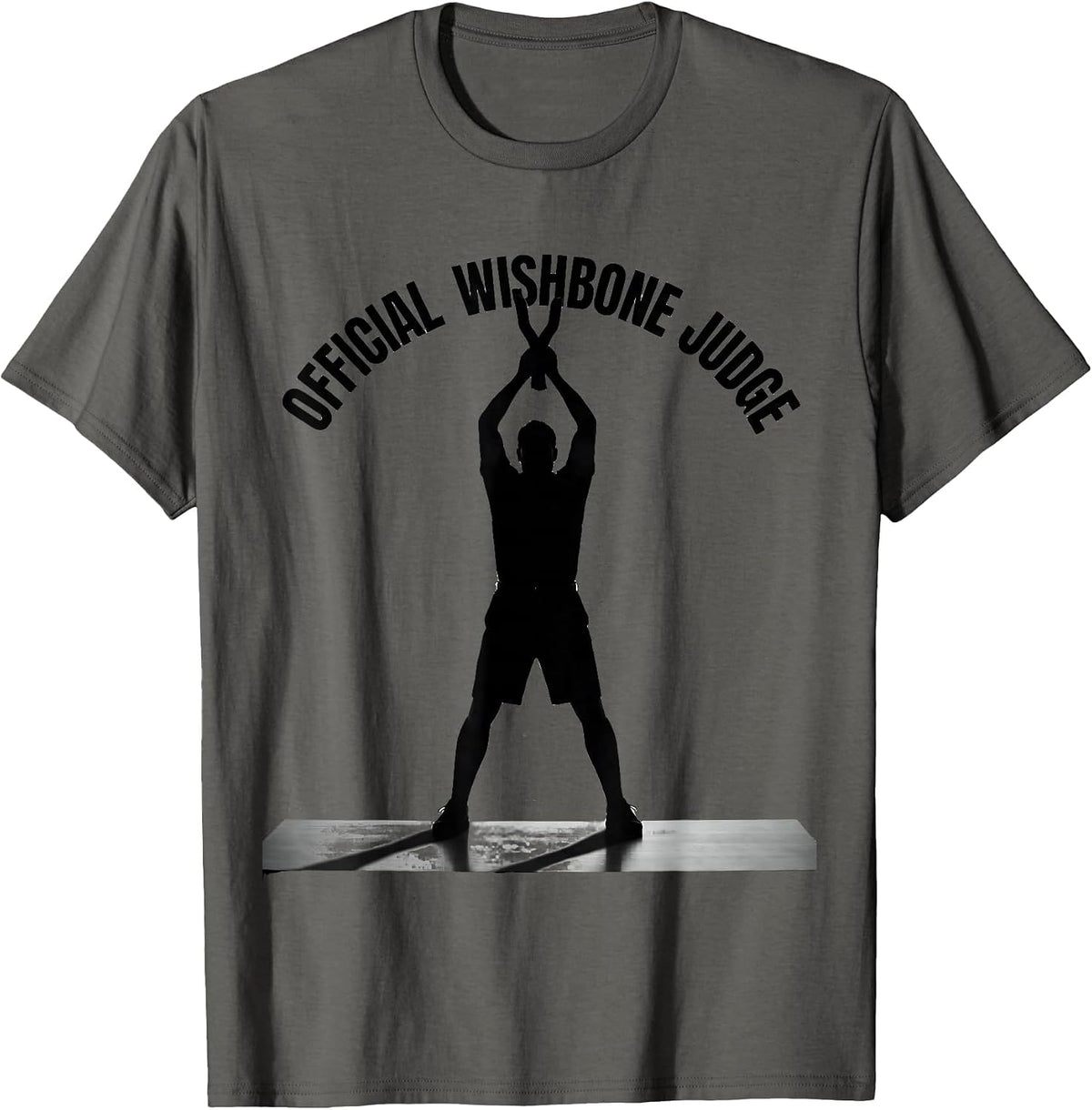 Men's Official Wishbone Judge Funny Thanksgiving Crew Turkey Humor T-Shirt - Asphalt Grey