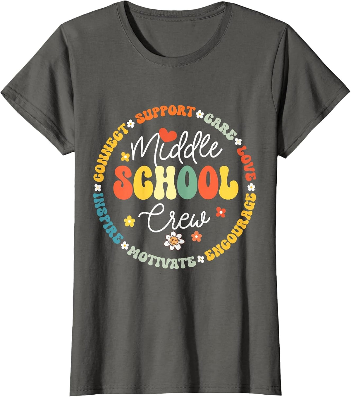 Middle School Crew Back to School for Teacher T-Shirt - Asphalt Grey