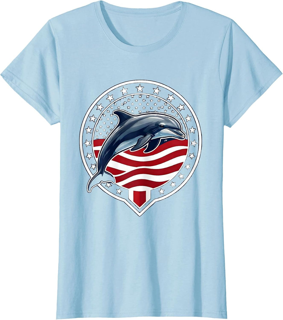 Bottlenose Dolphin Leaping Gulf of America T-Shirt - Baby Blue