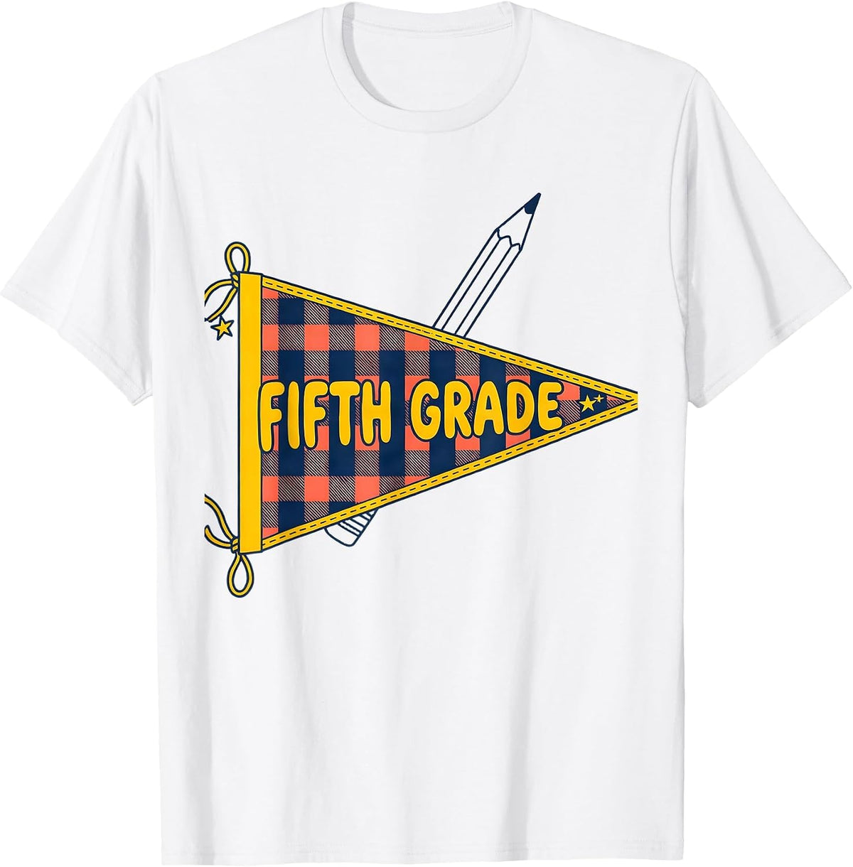 Men's Fifth Grade Cheerful Whimsical Back To School Girl Student T-Shirt - White