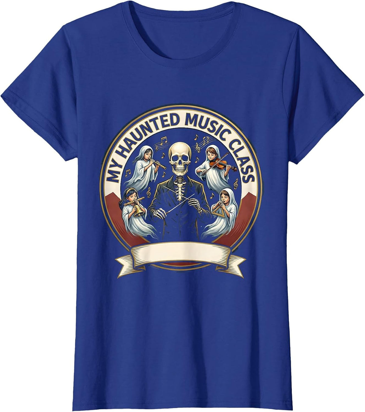 Women's My Haunted Music Class Funny Music Teacher Ghost Band Humor T-Shirt - Royal Blue