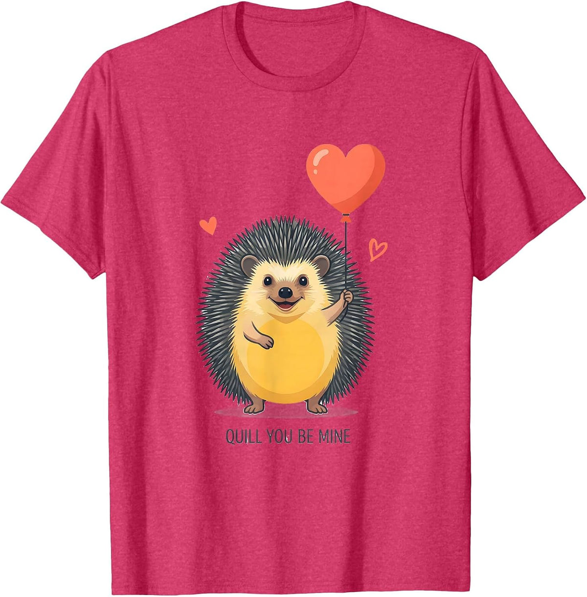 Quill You Be Mine Cute Hedgehog Lover Cartoon Humor T-Shirt - Red Heather