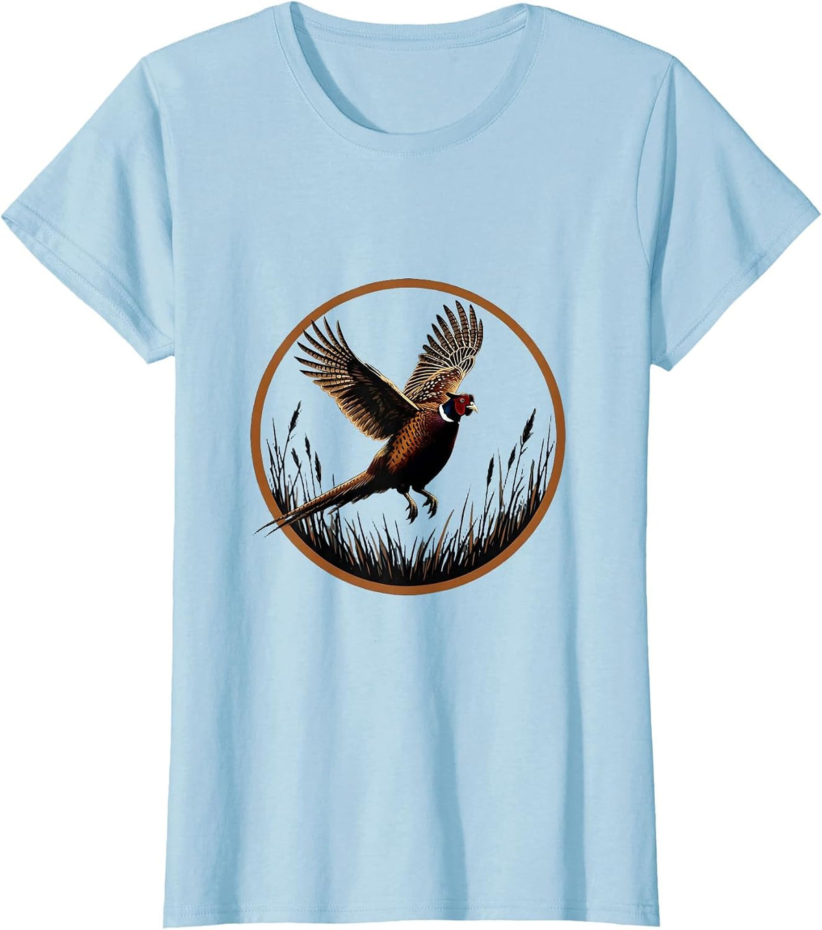 Pheasant Flush Fall Hunting Graphic T-Shirt - Baby Blue