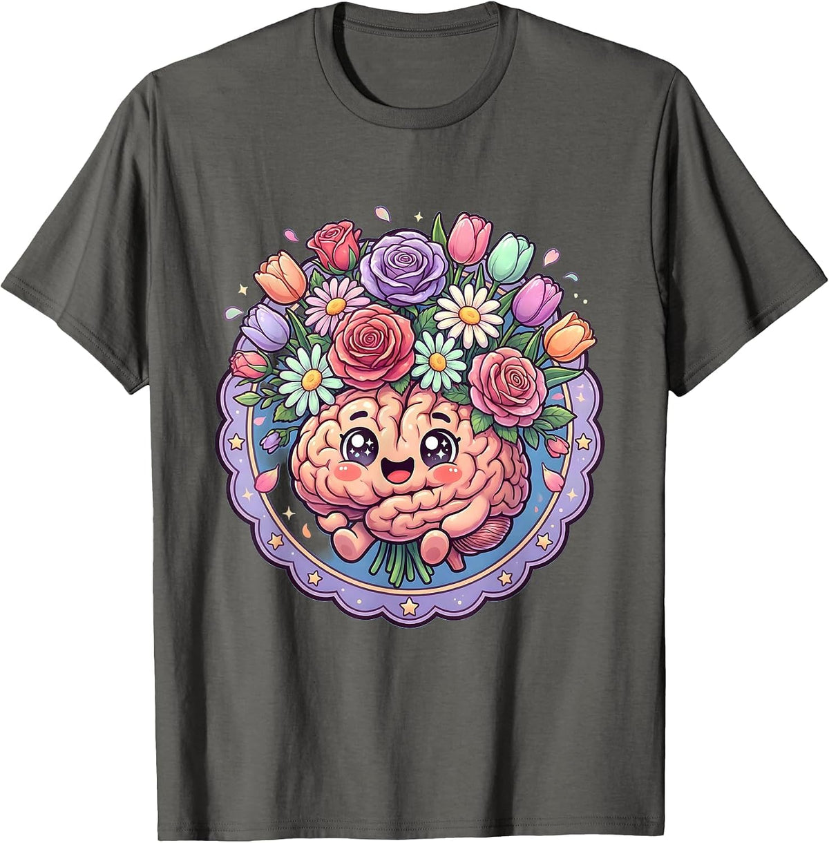 Special Education Floral Brain Bloom Graphic T-Shirt - Asphalt Grey