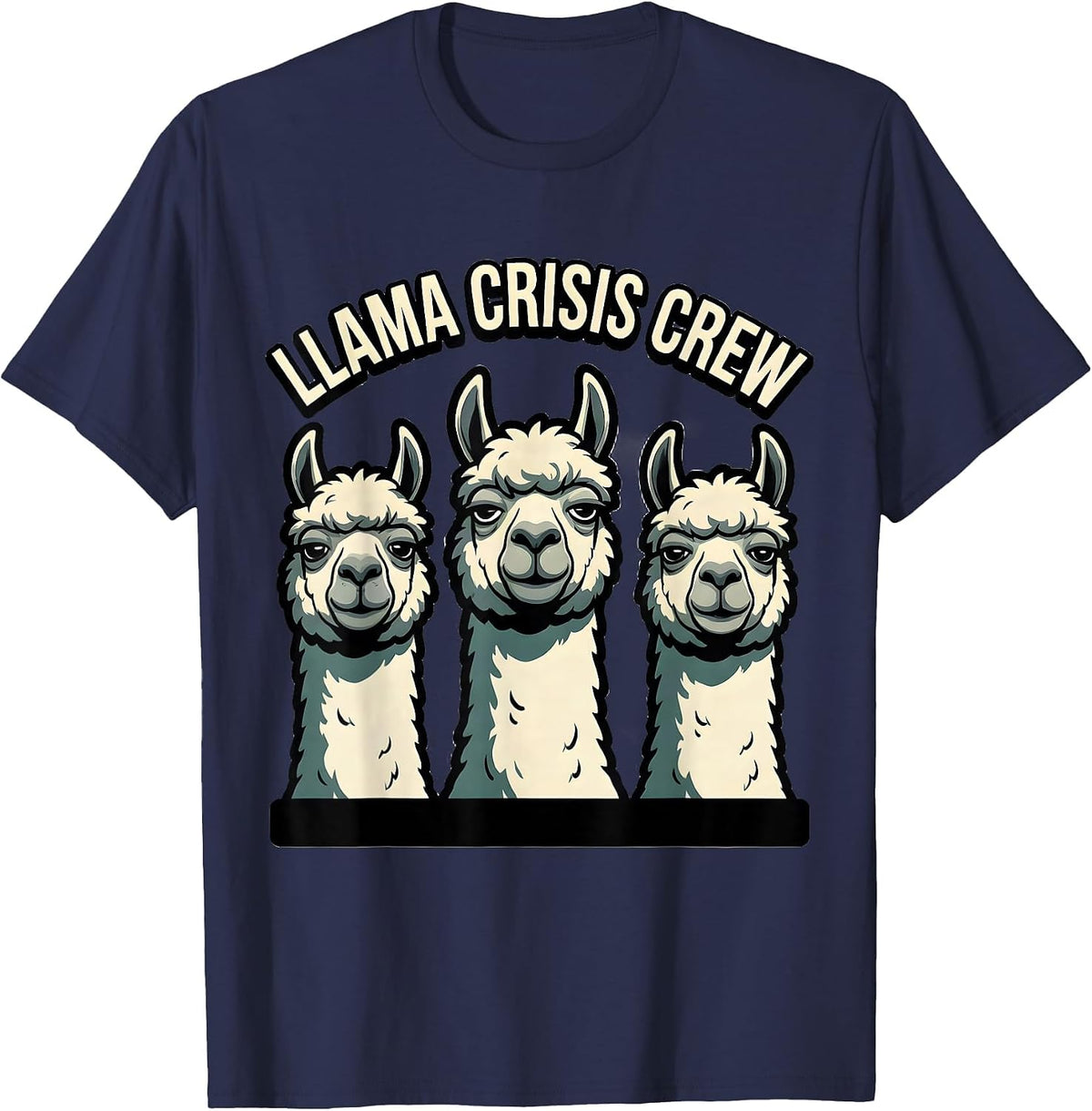 Llama Crisis Crew Funny Llama Alpaca Lover Gift T-Shirt - Navy Blue