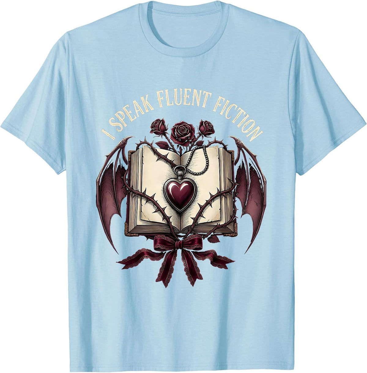 Men's I Speak Fluent Fiction Book Character Teacher T-Shirt - Baby Blue