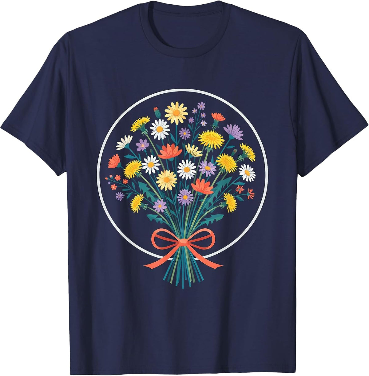 Men's Down Syndrome Awareness Wildflower Bouquet T-Shirt - Navy Blue