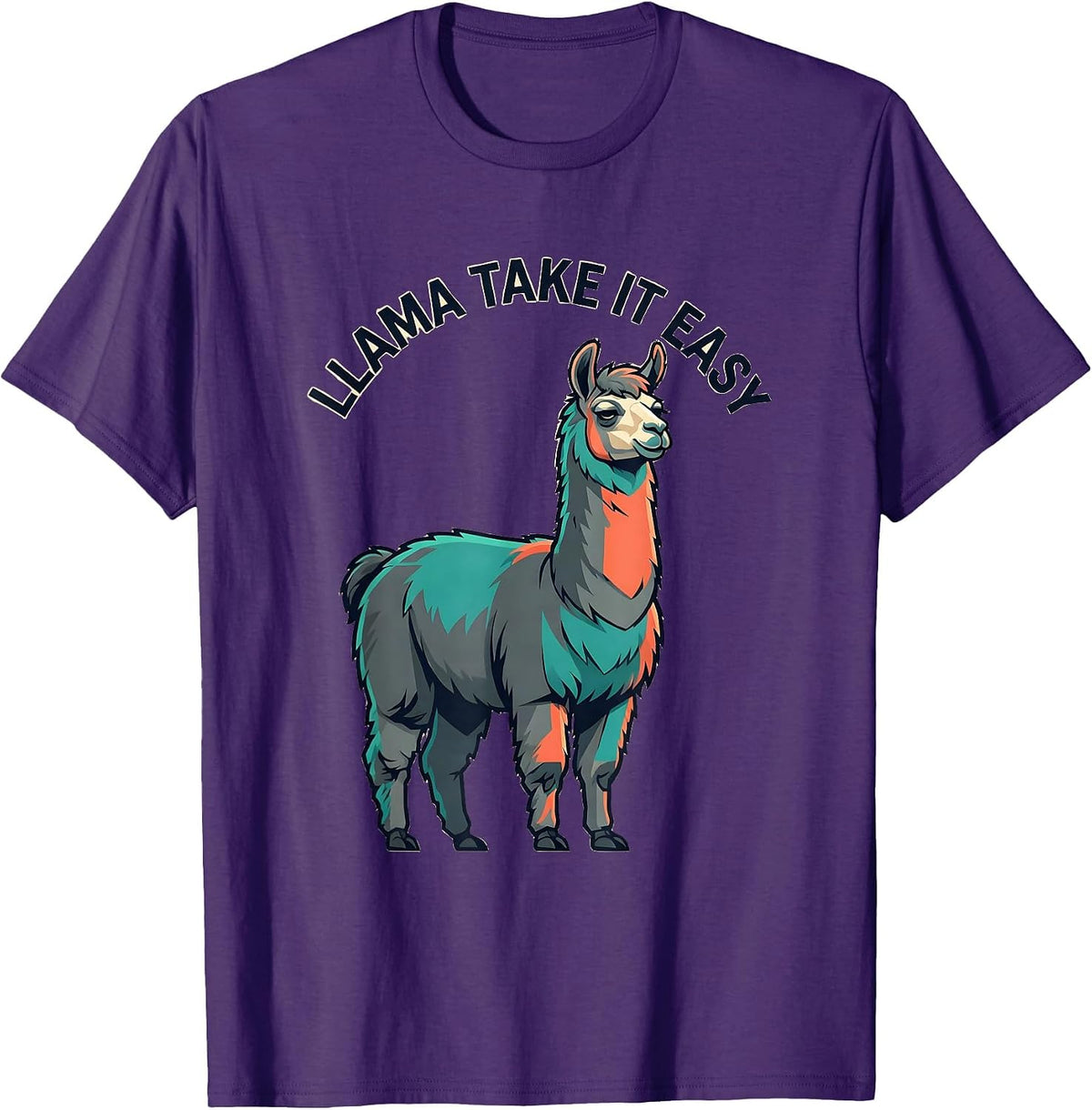 Men's Llama Take It Easy Funny Llama Alpaca Humor Gift T-Shirt - Purple