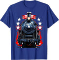 Vintage Steam Locomotive Labor Day Graphic T-Shirt - Royal Blue