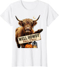 Women's Well Howdy, Fall Y'all! Whimsical Highland Cow Halloween T-Shirt - White