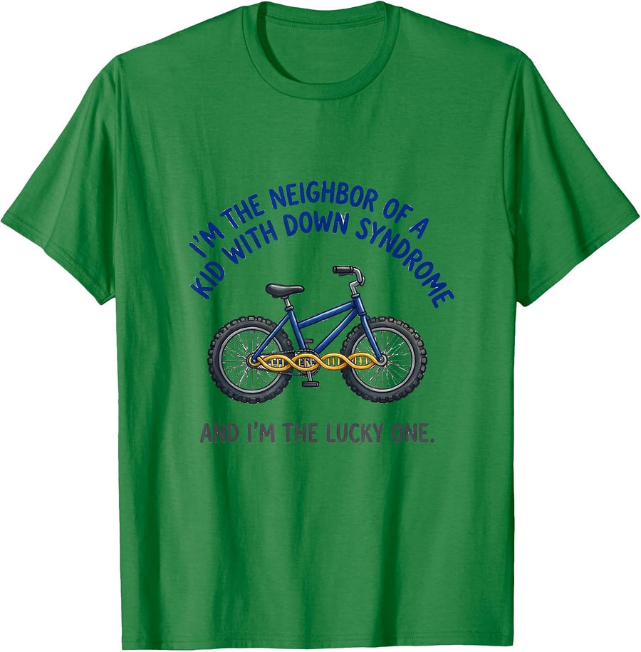 Men's Neighbor Lucky One Down Syndrome Awareness Support T-Shirt - Kelly Green