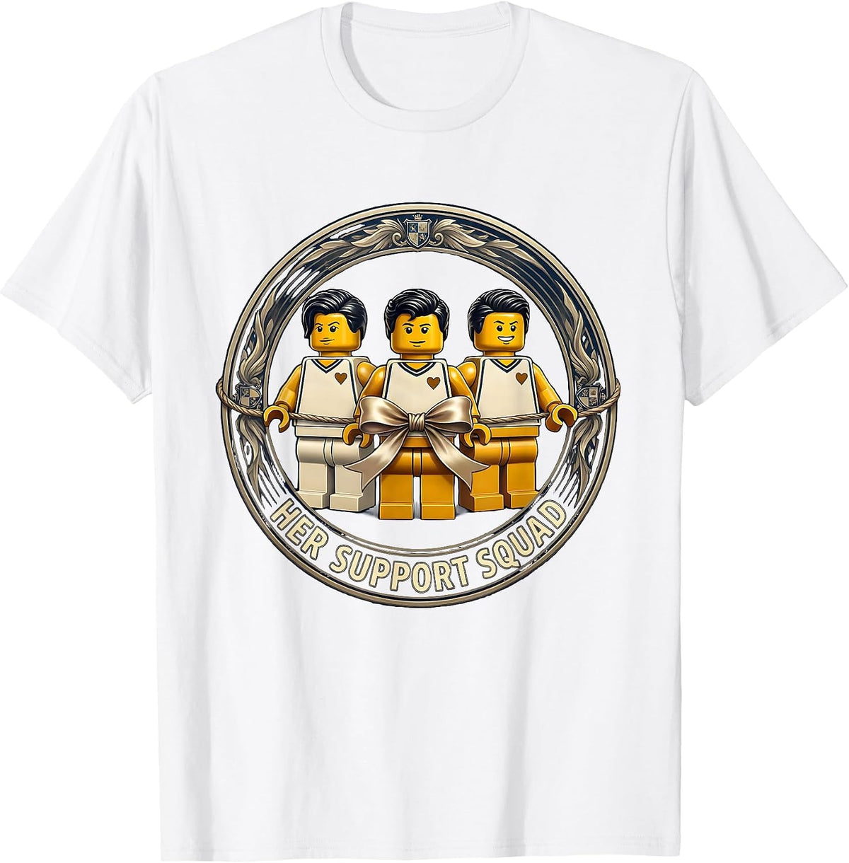 Men's Her Support Squad Down Syndrome Awareness Homie Pride Emblem T-Shirt - White
