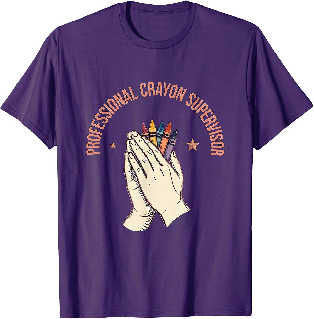 Men's Professional Crayon Supervisor Preschool Teacher T-Shirt - Purple
