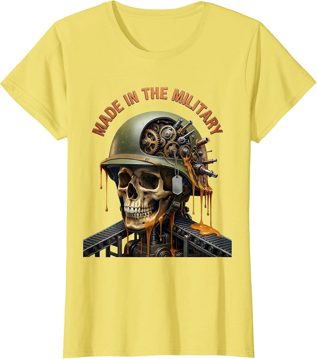 Made in the Military Proud Veteran Design T-Shirt - Lemon Yellow
