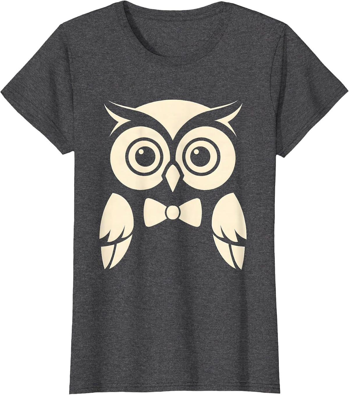 Women's Wise Owl Professor Tiny Bow Tie Illustration T-Shirt - Dark Heather Grey
