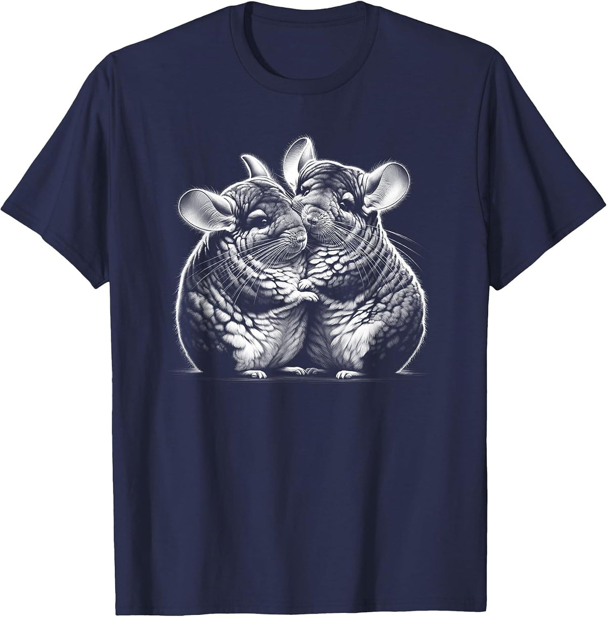 Two Cute Chinchillas Cuddling as a Symbol of Love T-Shirt - Navy Blue