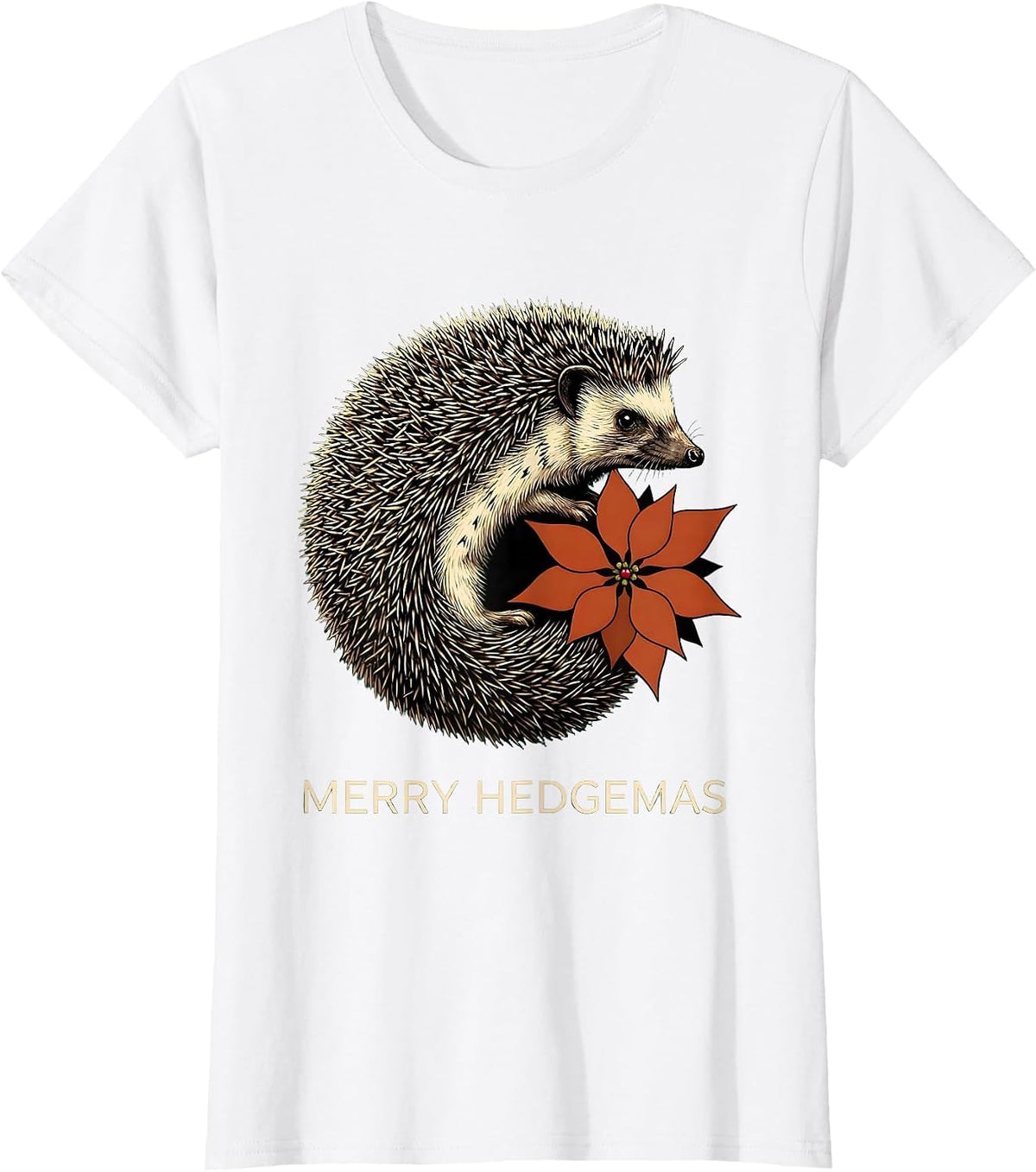 Women's Merry Hedgemas Cute Hedgehog Christmas Humor Gift for Kids T-Shirt - White