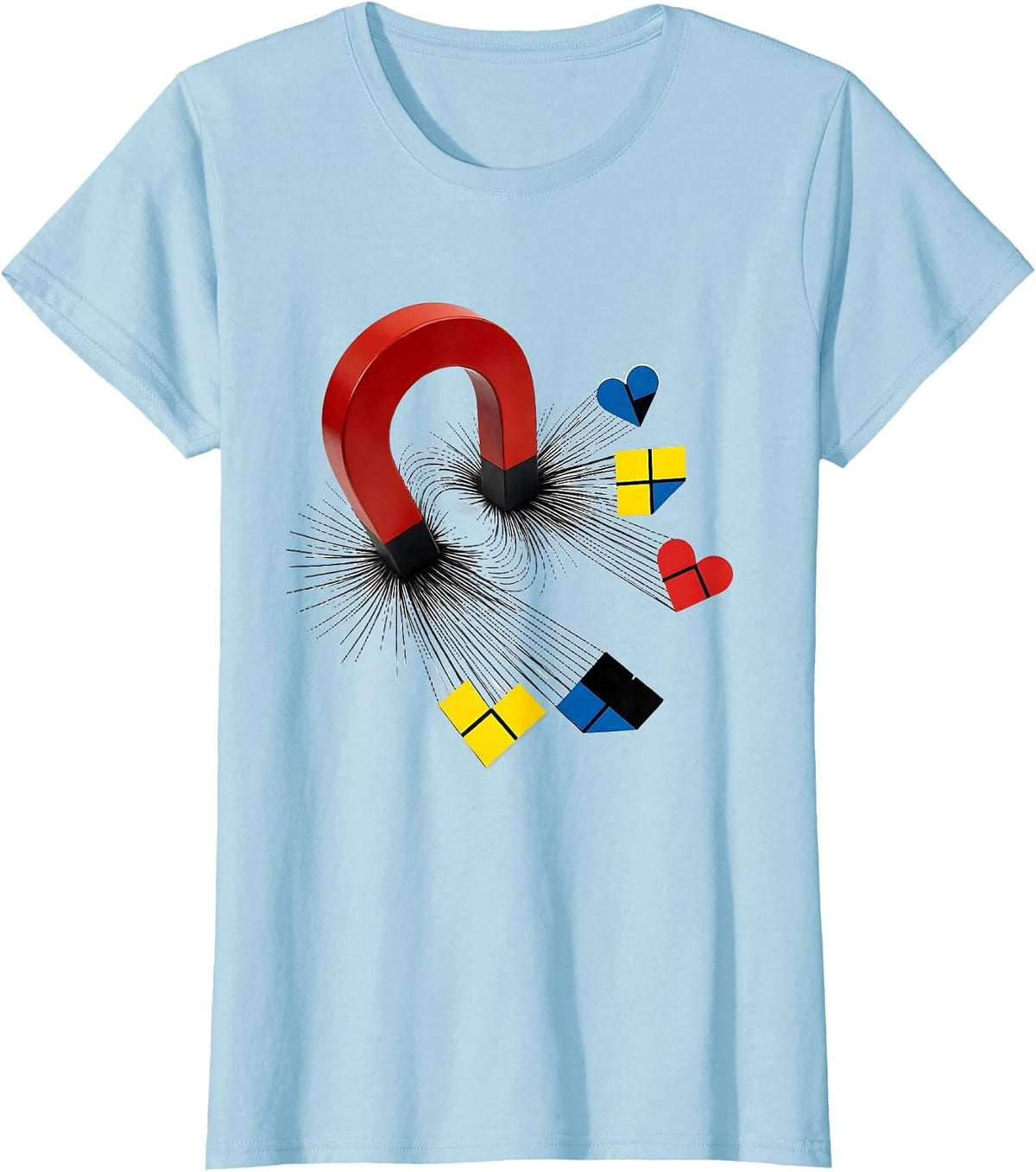 Women's Rizz Em With The Tism Magnet Hearts Graphic T-Shirt - Baby Blue