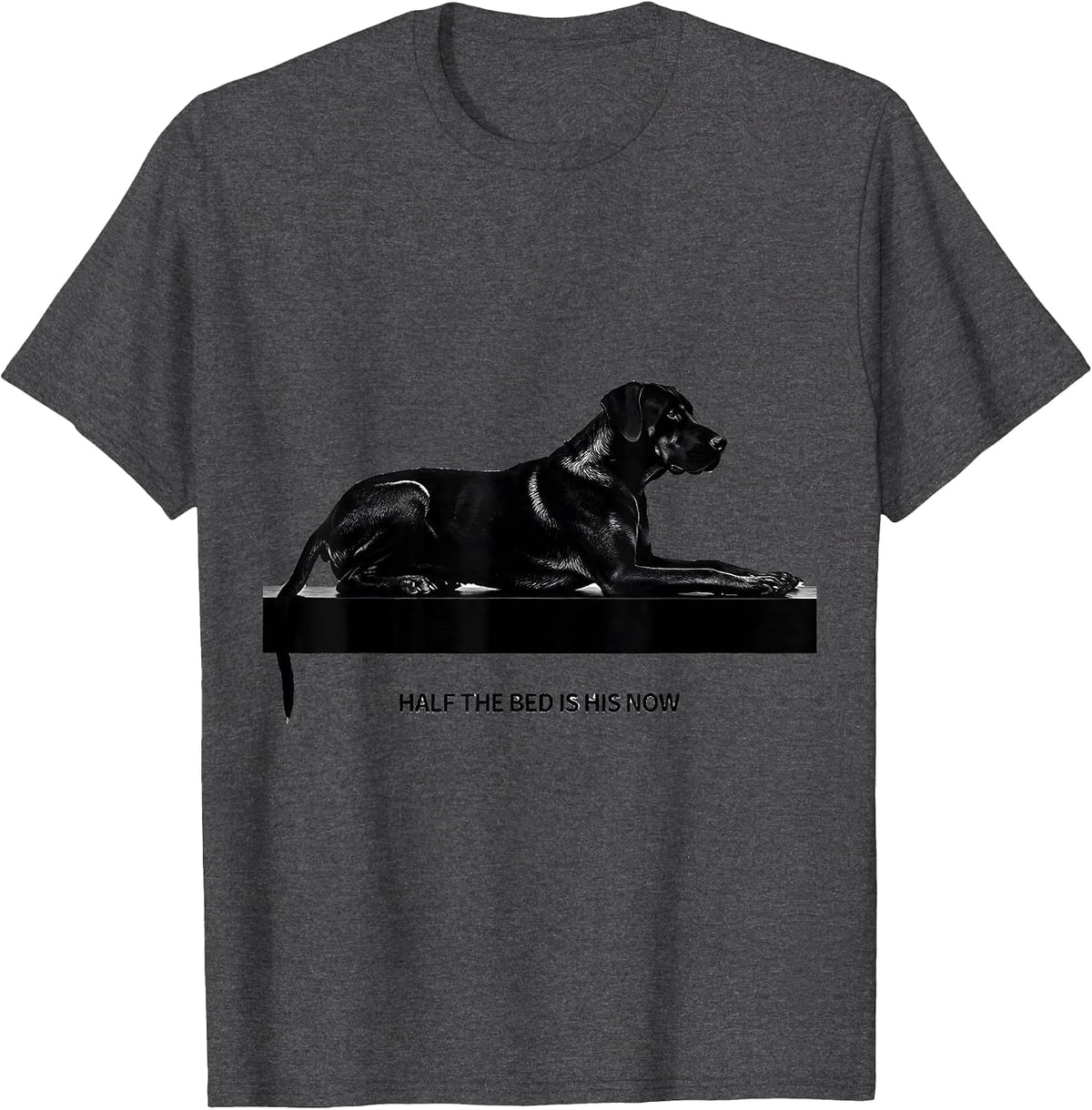 Men's Half The Bed Is His Now Funny Rhodesian Ridgeback Dog Owner T-Shirt - Dark Heather Grey