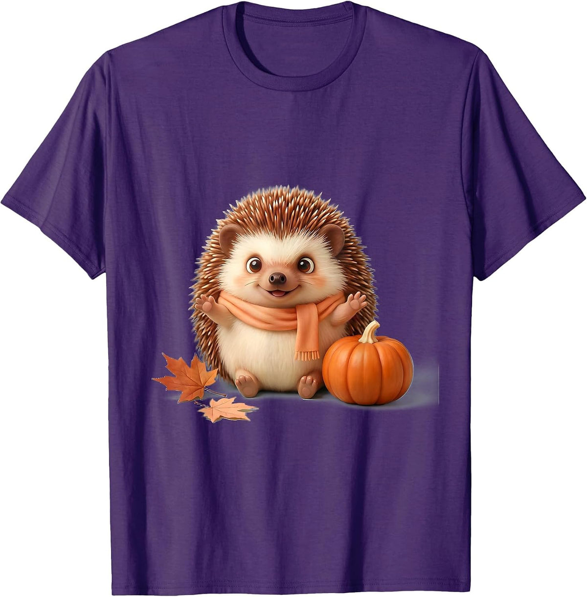 Men's Cheerful Hedgehog Cute Kawaii Fall Pumpkin Mom T-Shirt - Purple