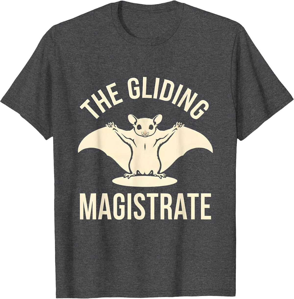 The Gliding Magistrate Funny Sugar Glider Animal Portrait T-Shirt - Dark Heather Grey
