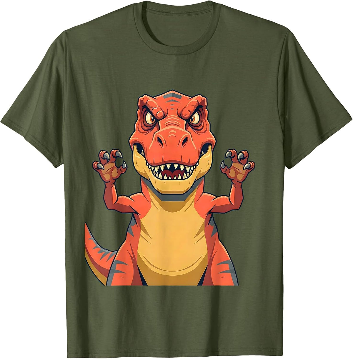 Funny T-Rex Arms Too Short To Clap Dinosaur T-Shirt - Olive Green