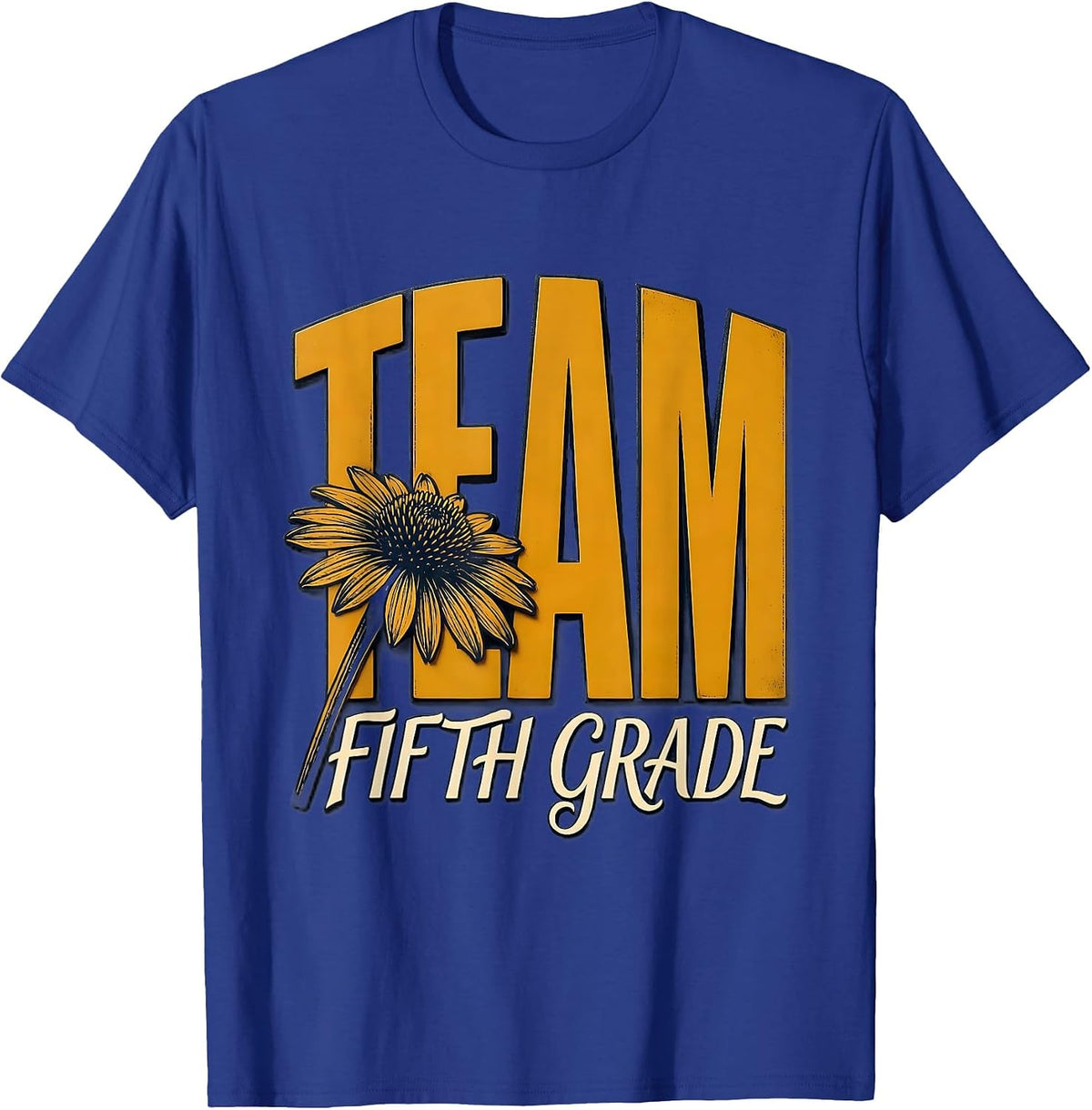 Team Fifth Grade Wood Type Letterpress Back To School T-Shirt - Royal Blue