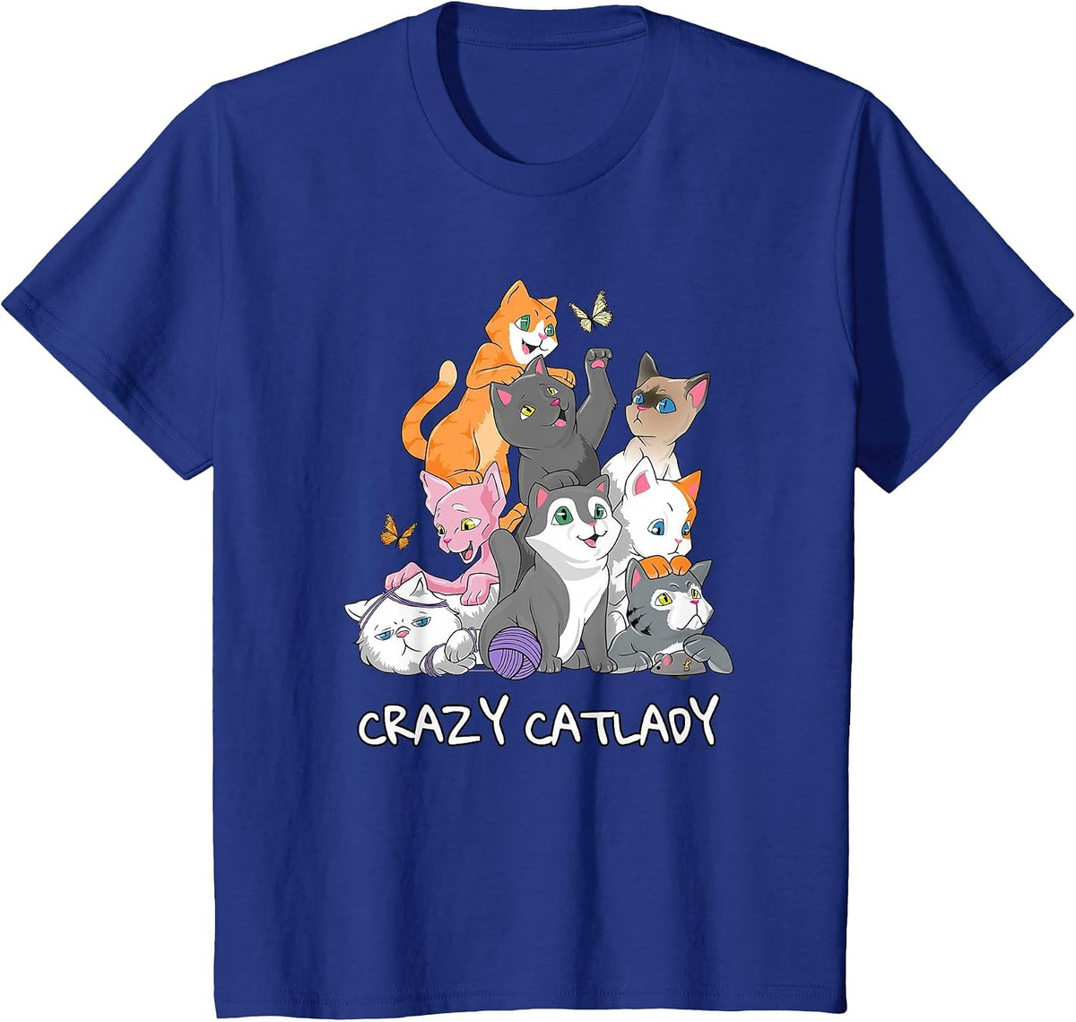 Crazy Catlady Shirt Cat Breeds Kitten Funny Cat Mom T-Shirt - Royal Blue