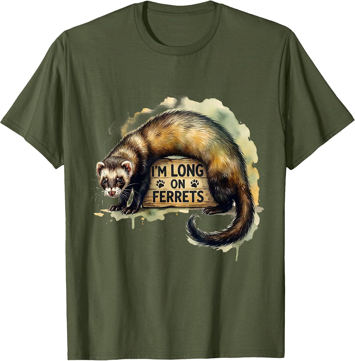 I'm Long On Ferrets Funny Ferret Lover Gift For Kids T-Shirt - Olive Green