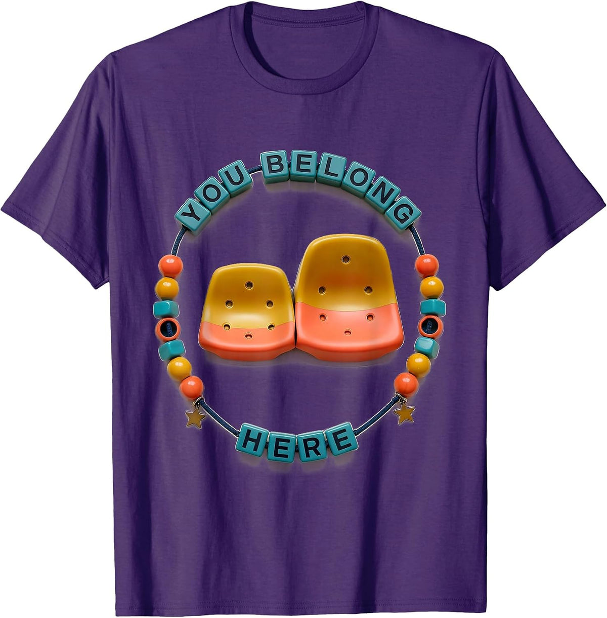 Men's You Belong Here Special Education Teacher Autism Awareness T-Shirt - Purple