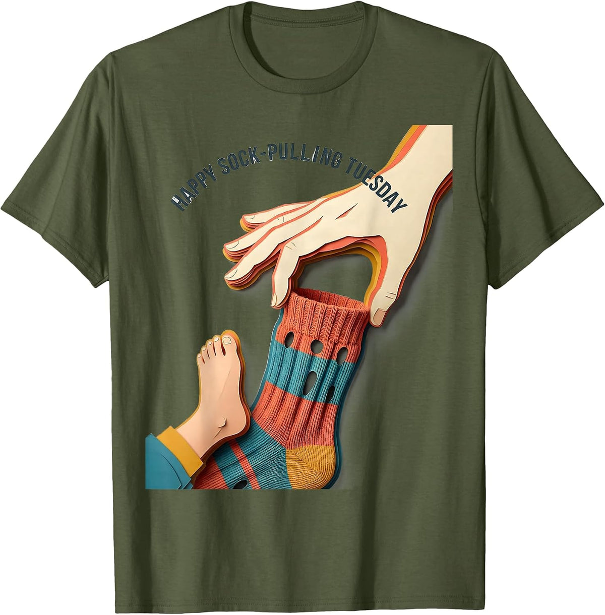 Happy Sock-Pulling Tuesday Occupational Therapy OT Assistant T-Shirt - Olive Green