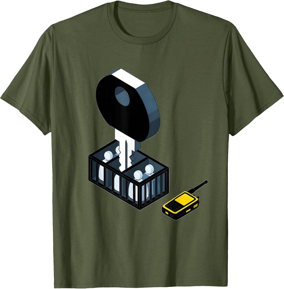 Isometric Custody Key Funny Police Officer Gift T-Shirt - Olive Green