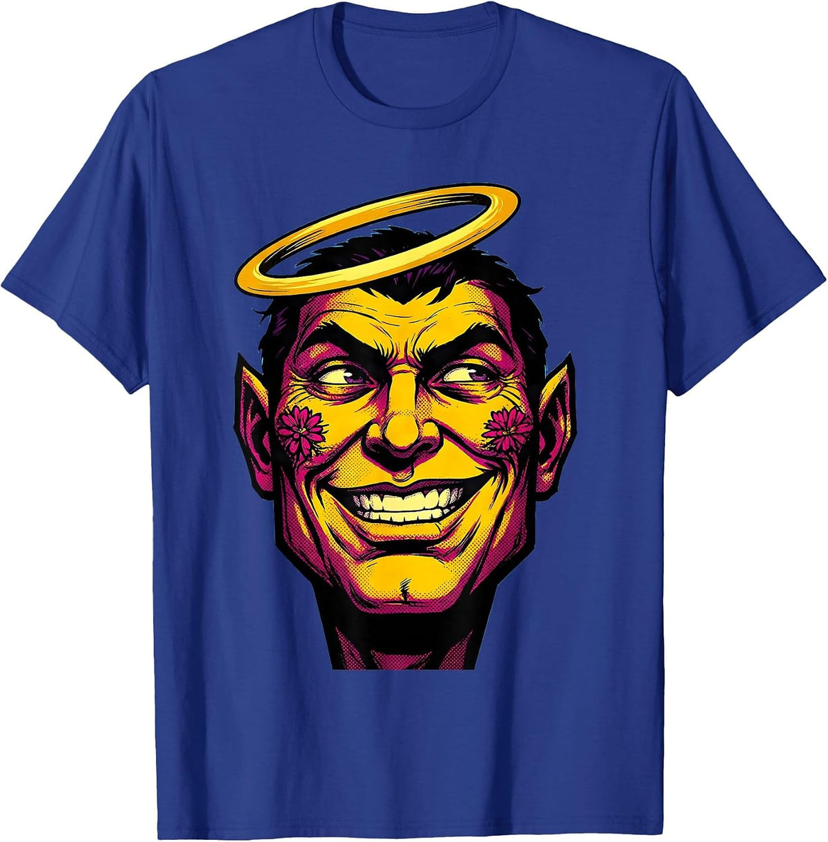 Rizz Em With The Tism Halo Smirk Graphic T-Shirt - Royal Blue