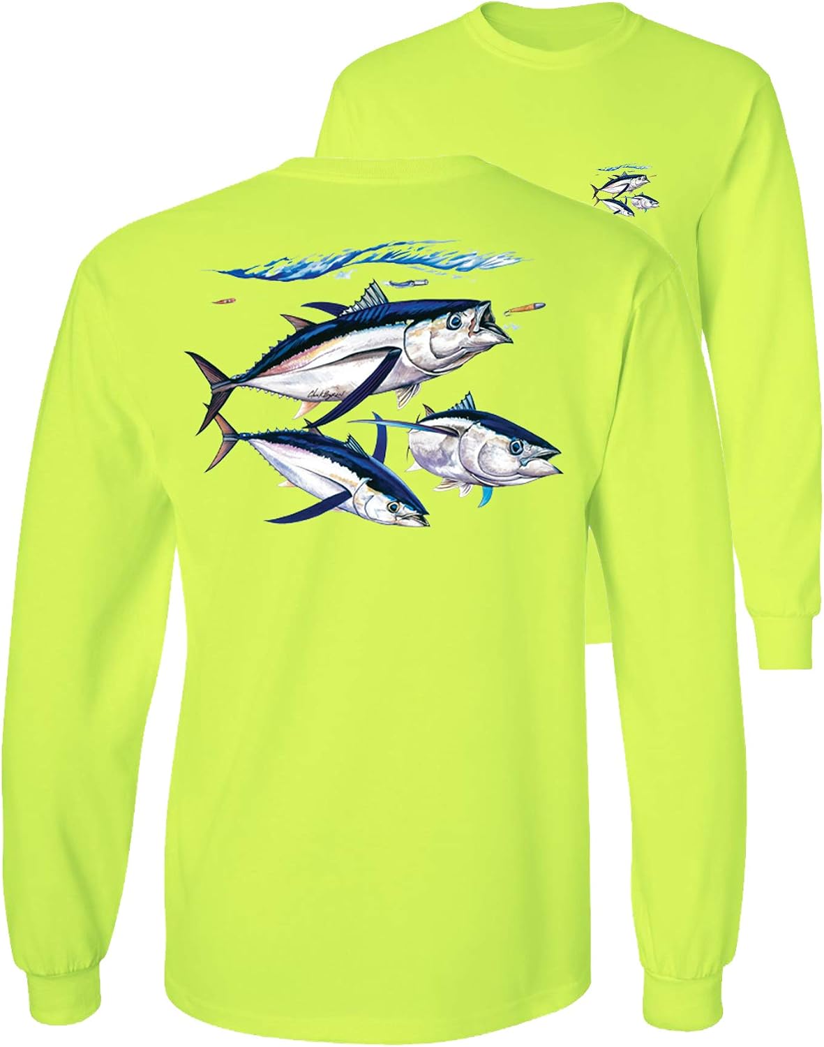 Albacore Tuna Fish Salt Water Fishing Long Sleeve T-Shirt - Safety Green