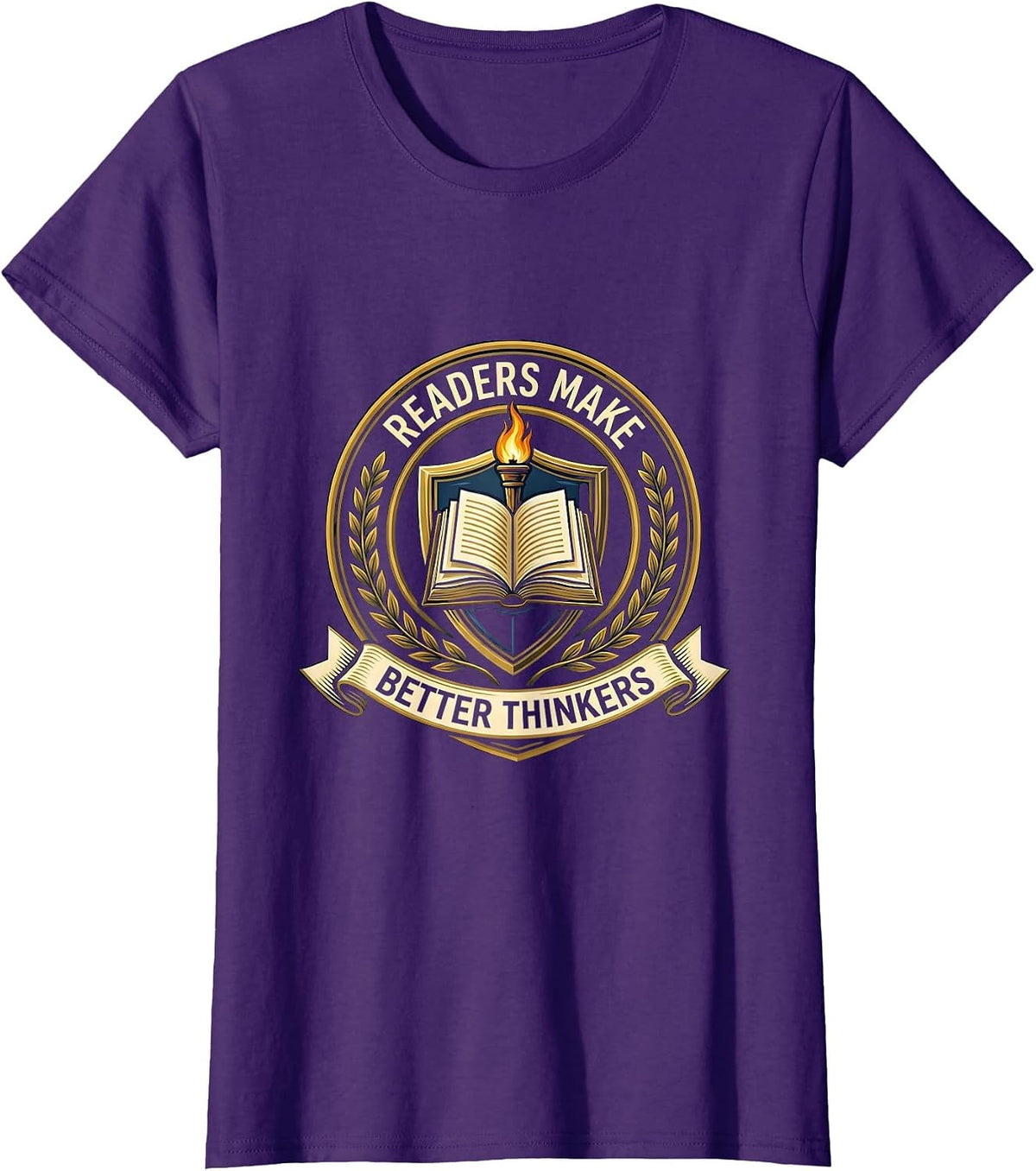 Women's Readers Make Better Thinkers Book Lover Design T-Shirt - Purple