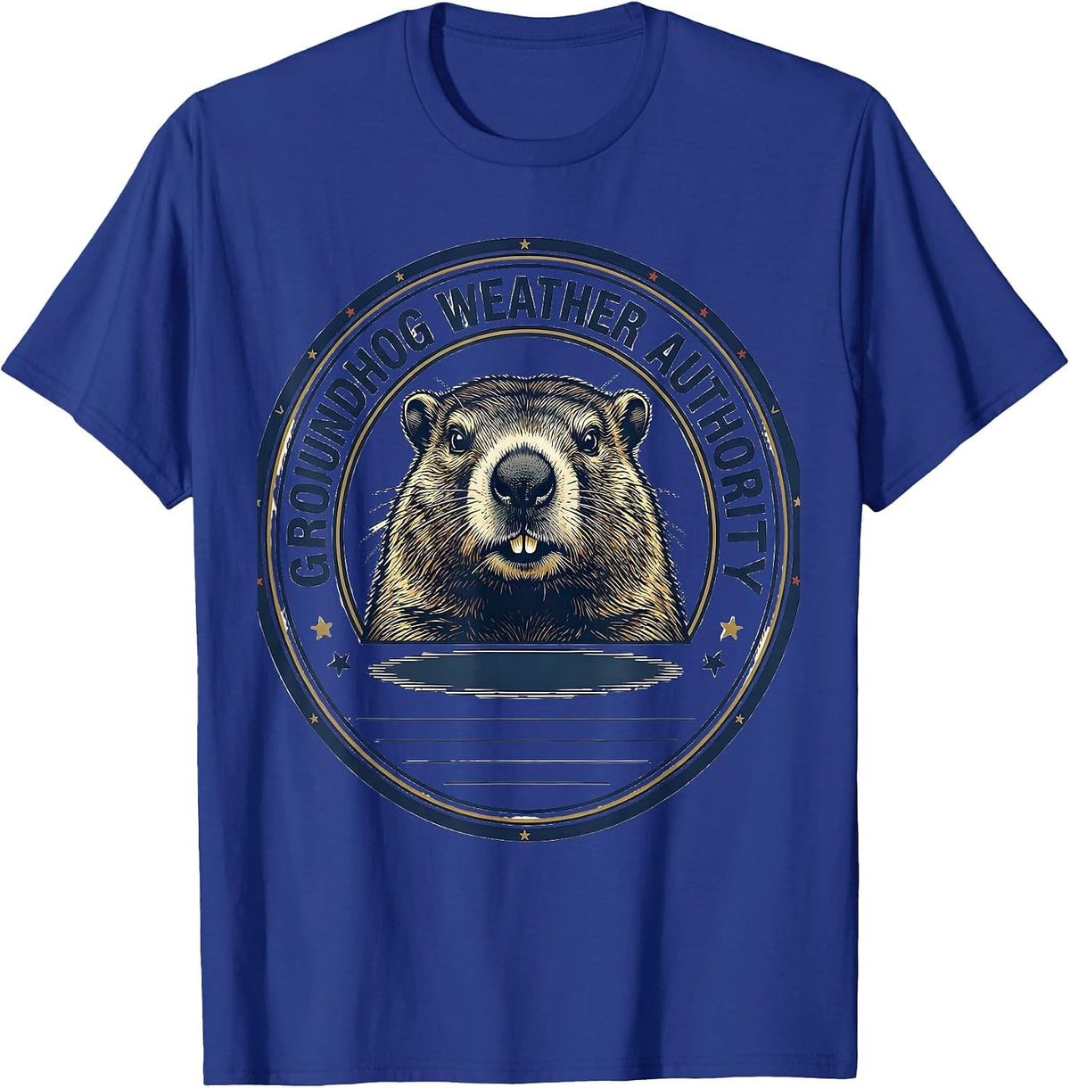 GROUNDHOG WEATHER AUTHORITY Funny Groundhog Day Woodchuck T-Shirt - Royal Blue
