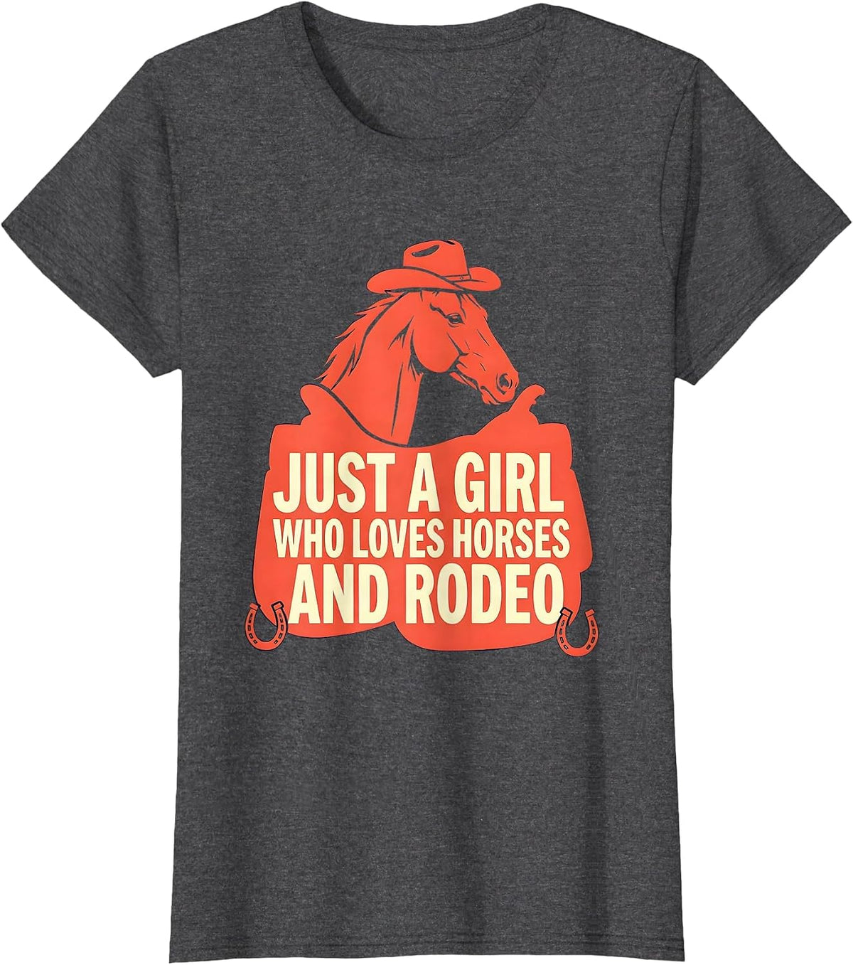 Women's Just A Girl Who Loves Horses And Rodeo Funny Cowgirl Western T-Shirt - Dark Heather Grey
