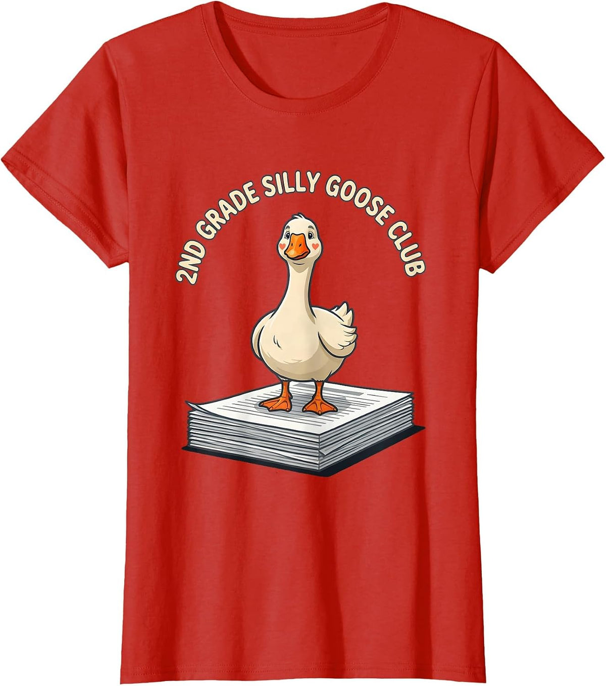 Women's 2nd Grade Silly Goose Club Funny Teacher Back To School T-Shirt - Red