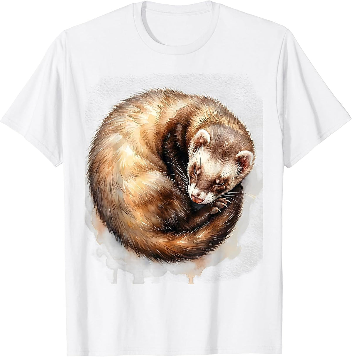 Men's Ferret Curl Watercolor Cute Ferret Lover Gift T-Shirt - White