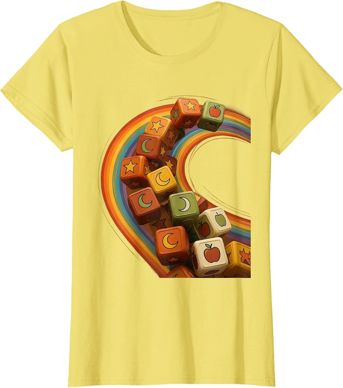 Preschool Teacher Tumbling Alphabet Blocks Graphic T-Shirt - Lemon Yellow