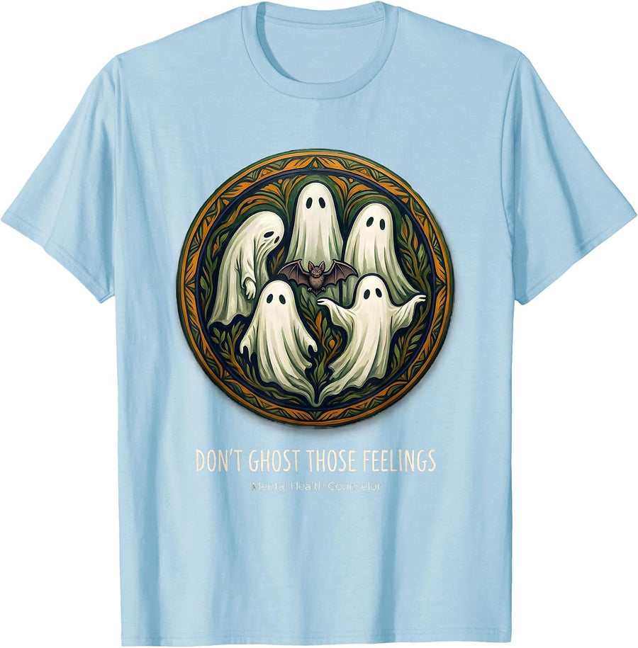 Men's Don't Ghost Those Feelings Mental Health Counselor T-Shirt - Baby Blue