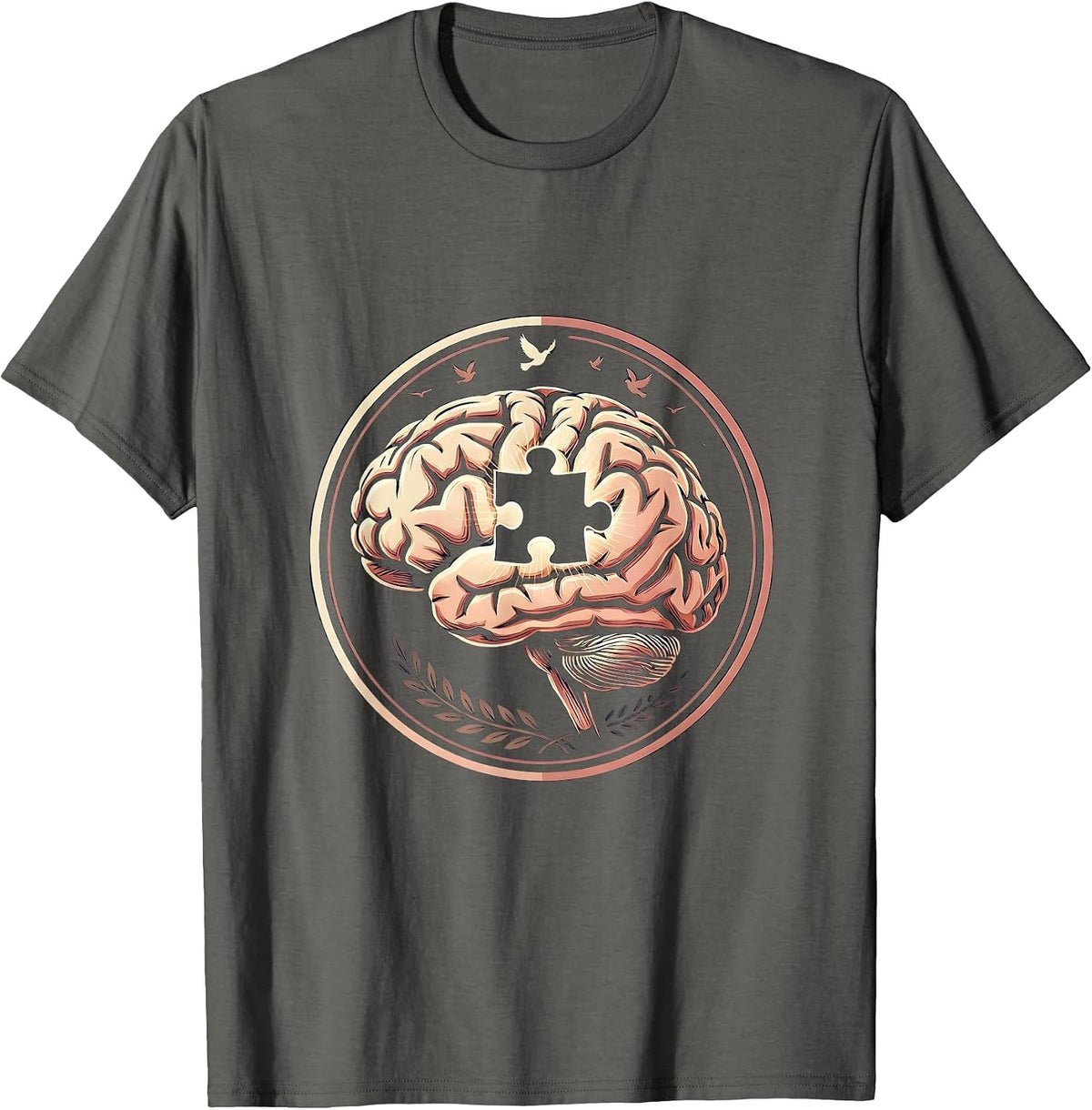Men's Special Education Brain Puzzle Piece Glowing Art T-Shirt - Asphalt Grey